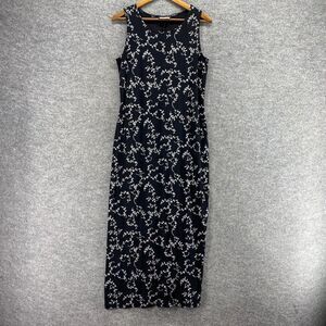 Byer Studio Dress Women 12 Black Floral Maxi Long Sleeveless Round Neck Casual